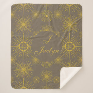Boho Celestial Sun Stars Personalised Grey Sherpa Blanket