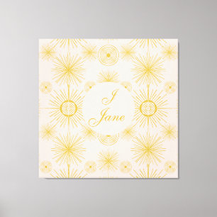 Boho Celestial Sun Stars Personalised Ivory   Canvas Print