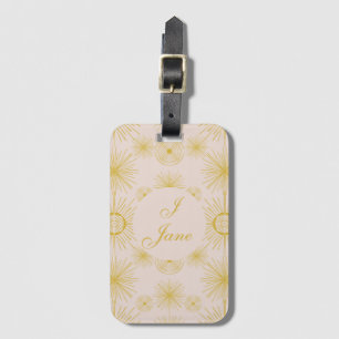 Boho Celestial Sun Stars Personalised Ivory  Luggage Tag