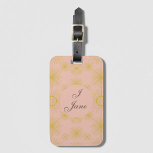 Boho Celestial Sun Stars Personalised Pink  Luggage Tag