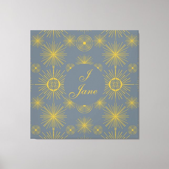 Boho Celestial Sun Stars Personalised Vintage Canvas Print (Front)