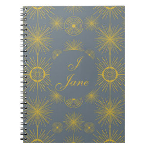 Boho Celestial Sun Stars Personalized Vintage Notebook