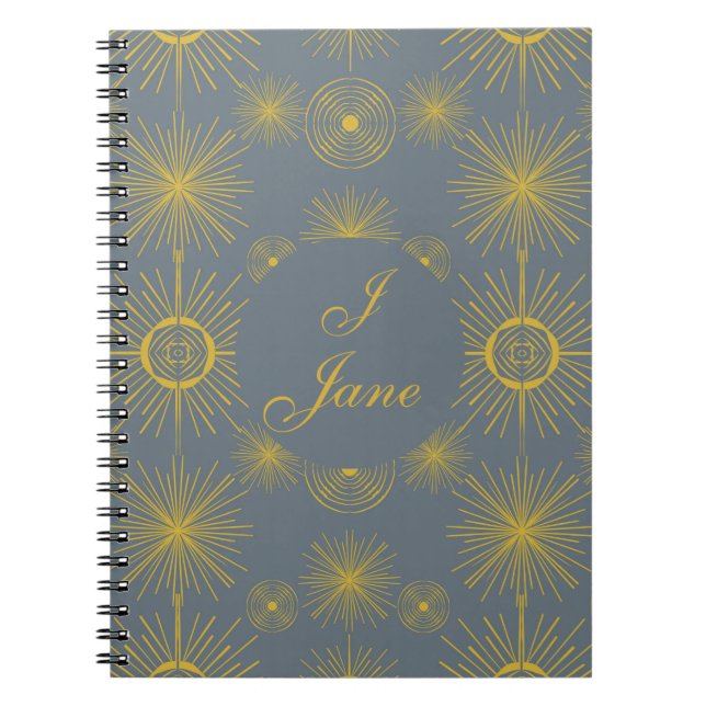 Boho Celestial Sun Stars Personalized Vintage  Notebook (Front)