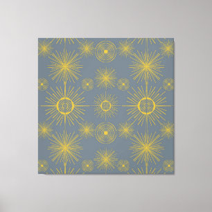 Boho Celestial Sun Stars Vintage Pattern  Canvas Print