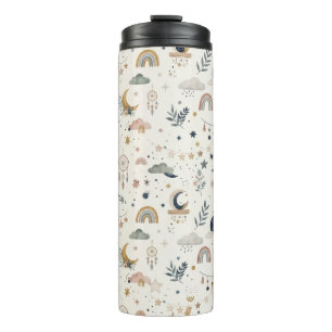 Boho Celestial Tumbler Neutral Moon and Stars