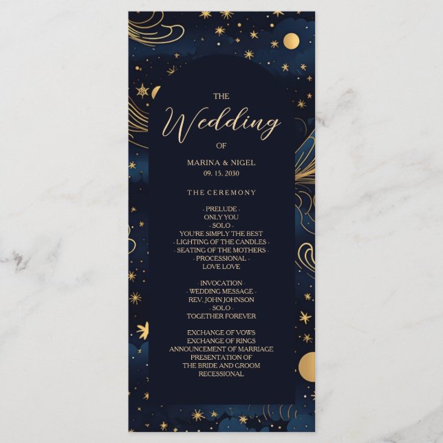 Boho Celestial Wedding Ceremony Program Programme (Front)
