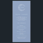 Boho Celestial Wedding Programme<br><div class="desc">The Boho Celestial Wedding Program becomes a visual guide to your celestial celebration. Set against a clean white canvas,  the dusty blue crescent moon,  stars and leaves,  along with the stylishly simple customisable initials of the couple,  become celestial beacons.</div>