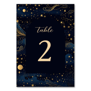 Boho Celestial Wedding Table Number