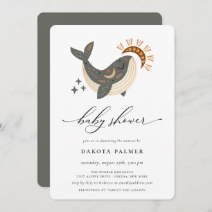 Boho Celestial Whale Baby Shower Invitation