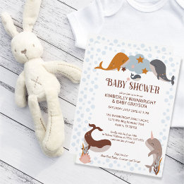 Boho Celestial Whales Star Baby Shower Invitation