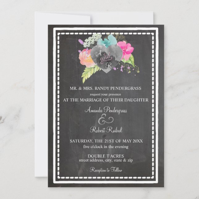 Boho Chalkboard Invitation (Front)