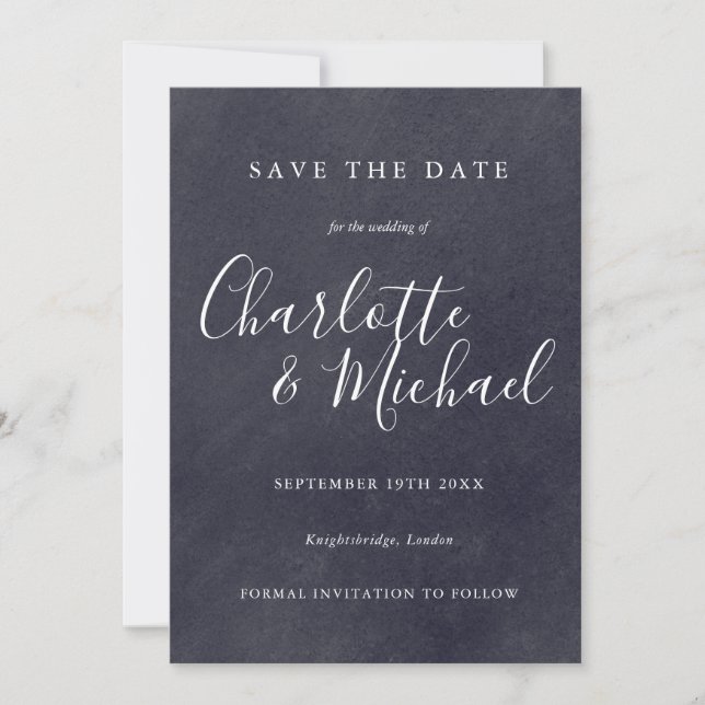 Boho Chalkboard Signature Save the Date Card (Front)