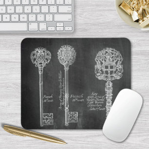 boho Chalkboard Victorian steampunk skeleton keys Mouse Mat
