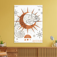 Boho Chameleon Sun and Stars Reptile Art