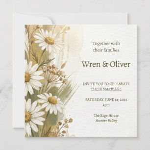 Boho Chamomile Daisy Wildflower Wedding Invitation