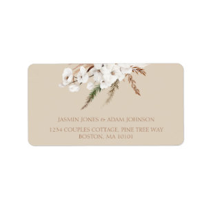 Boho Champagne Pampas Grass Wedding Label