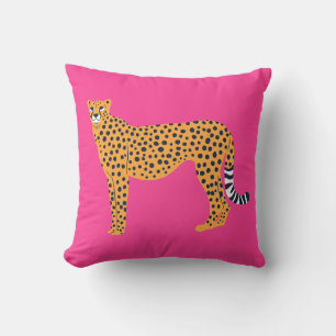 Boho Cheetah on Bright Pink Cushion