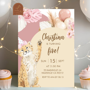 Boho Cheetah Savanna Birthday Invitation