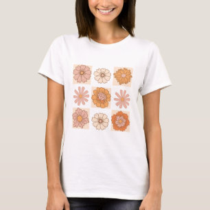 Boho Chequered Floral Shirt   Retro Flower Tee