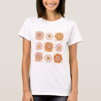 Boho Chequered Floral Shirt | Retro Flower Tee