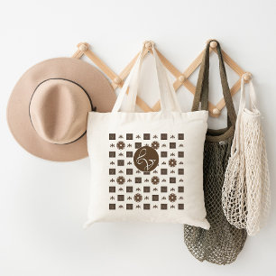 Boho Chequered Pattern Large Tote Bag
