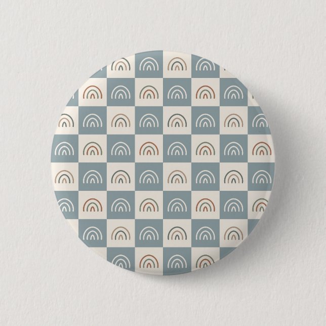 Boho Chequered Rainbow Minimalist Pattern 6 Cm Round Badge (Front)