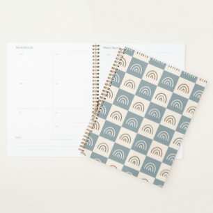 Boho Chequered Rainbow Minimalist Pattern Planner