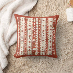 Boho Chestnut Red Abstract Doodles Cushion