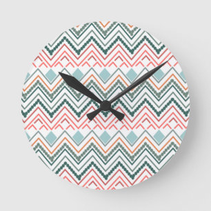 Boho Chevron Round Clock