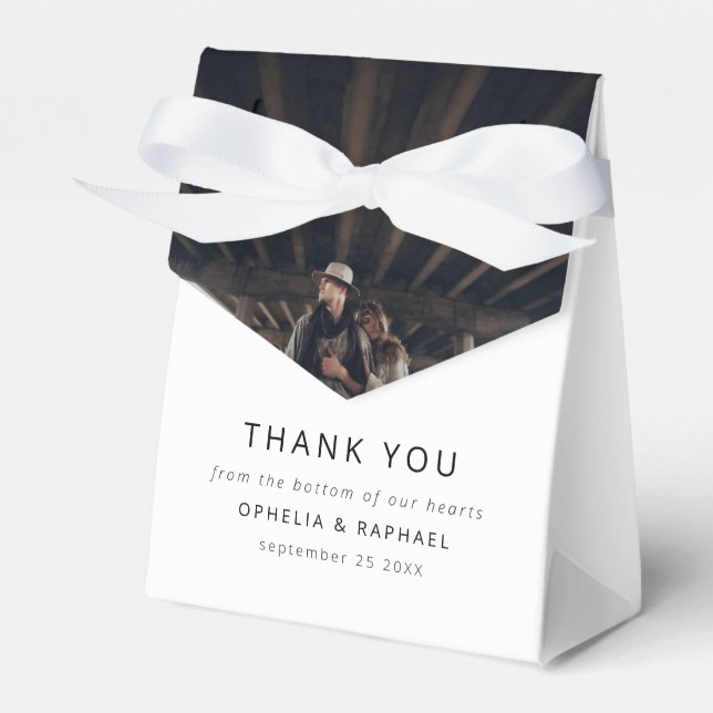 Boho Chic 2 Photo Overlay Thank You Wedding Favour Box (Front Side)