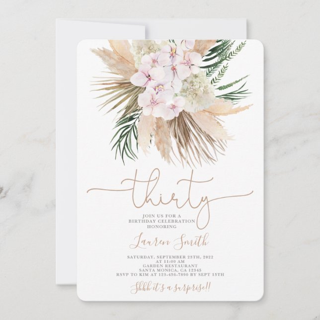 Boho Chic 30th Birthday Invitation Invitation (Front)