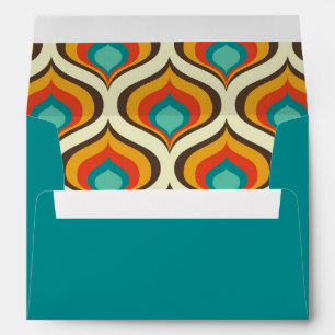 Boho Chic 70's Pattern Teal Return Address Envelope