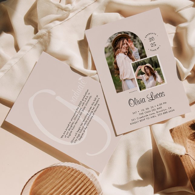 Boho Chic Arch Photo Script Overlay Graduation Announcement (Creator Uploaded)