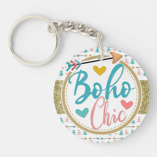 Boho Chic Arrows Girly Romantic Shabby Key Ring (Front)