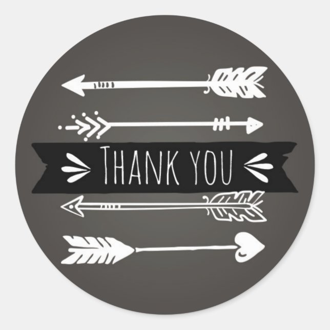 Boho Chic Arrows | Thank You Sticker (Front)