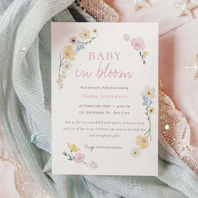 Boho chic Baby in bloom baby Shower Invitation (Creator Uploaded)