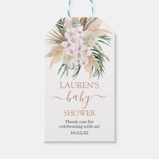 Boho chic baby shower gift tags (Front)