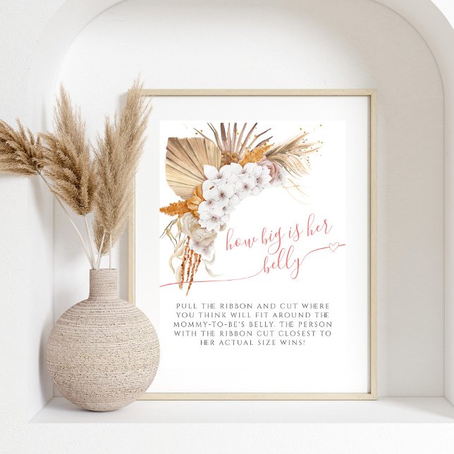 Boho Chic Baby Shower How Big Is Her Belly Game Poster (Creator Uploaded)