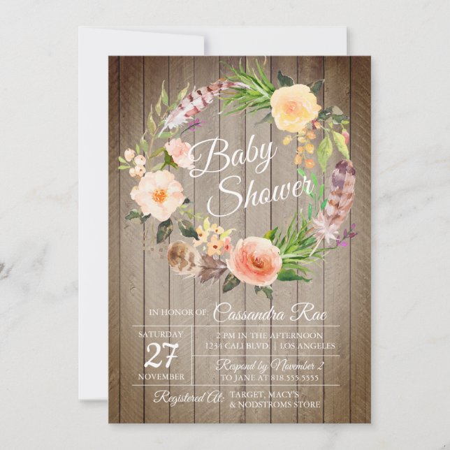 Boho Chic Baby Shower Invitation (Front)
