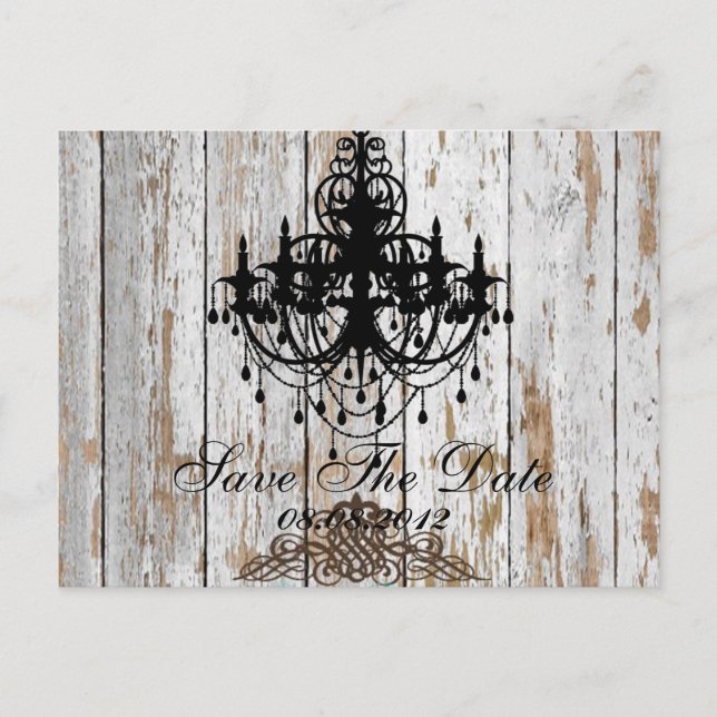 boho chic barn wood rustic country wedding announcement postcard (Front)