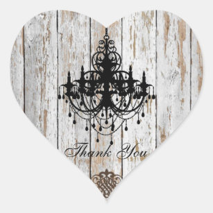 boho chic barn wood rustic country wedding heart sticker
