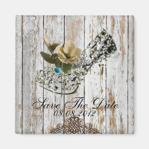boho chic barn wood rustic country wedding magnet