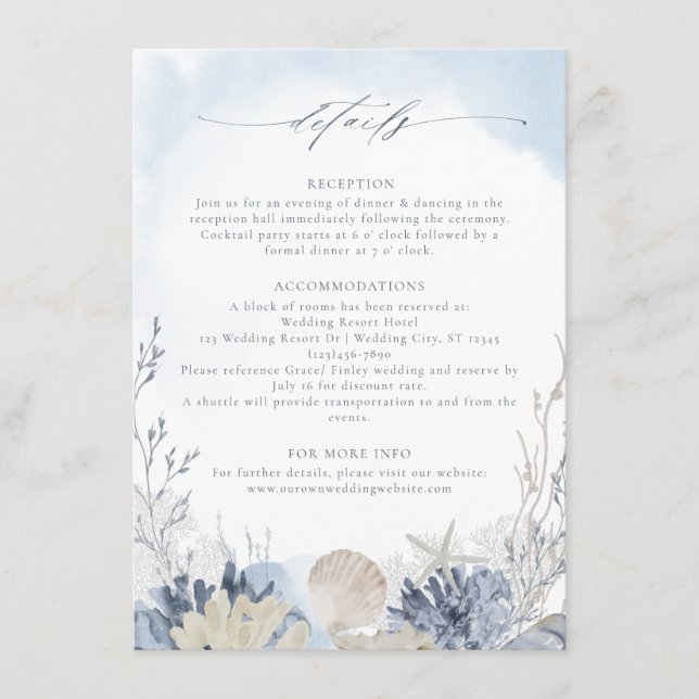 Boho Chic Beach Destination Wedding Details Enclosure Card (Front)
