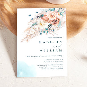Boho Chic Beach Watercolor Wedding Invitation