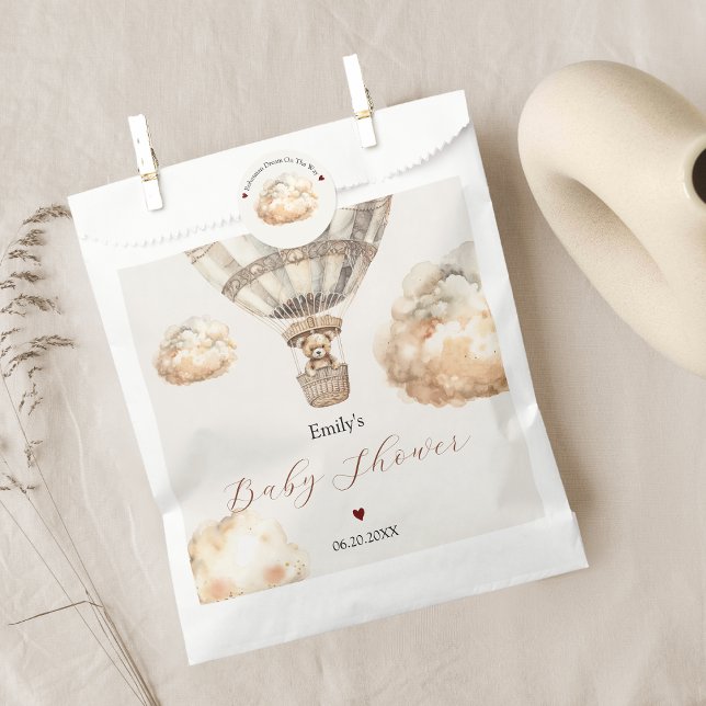 Boho Chic Bear Air Balloon Clouds Baby Shower Favour Bags (Boho Chic Bear Air Balloon Clouds Baby Shower Favor Bag)