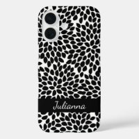 Boho Chic Black and White Abstract Floral Pattern