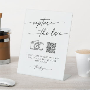 Boho Chic Black and White Capture the Love Wedding Pedestal Sign