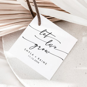 Boho Chic Black and White Let Love Grow Wedding Favour Tags