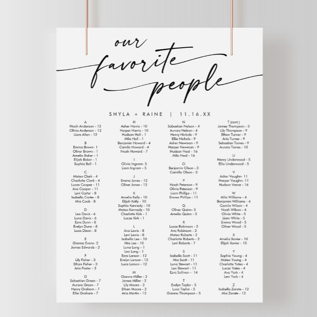 Boho Chic Black and White Printable Seating Chart (Creator Uploaded)