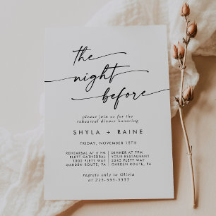 Boho Chic Black and White Rehearsal Dinner Invites